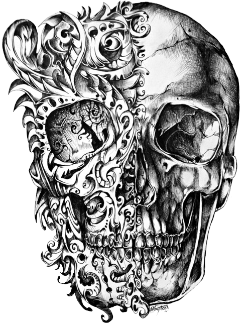 Download PNG image - Cool Skull Tattoo Design Drawing PNG 
