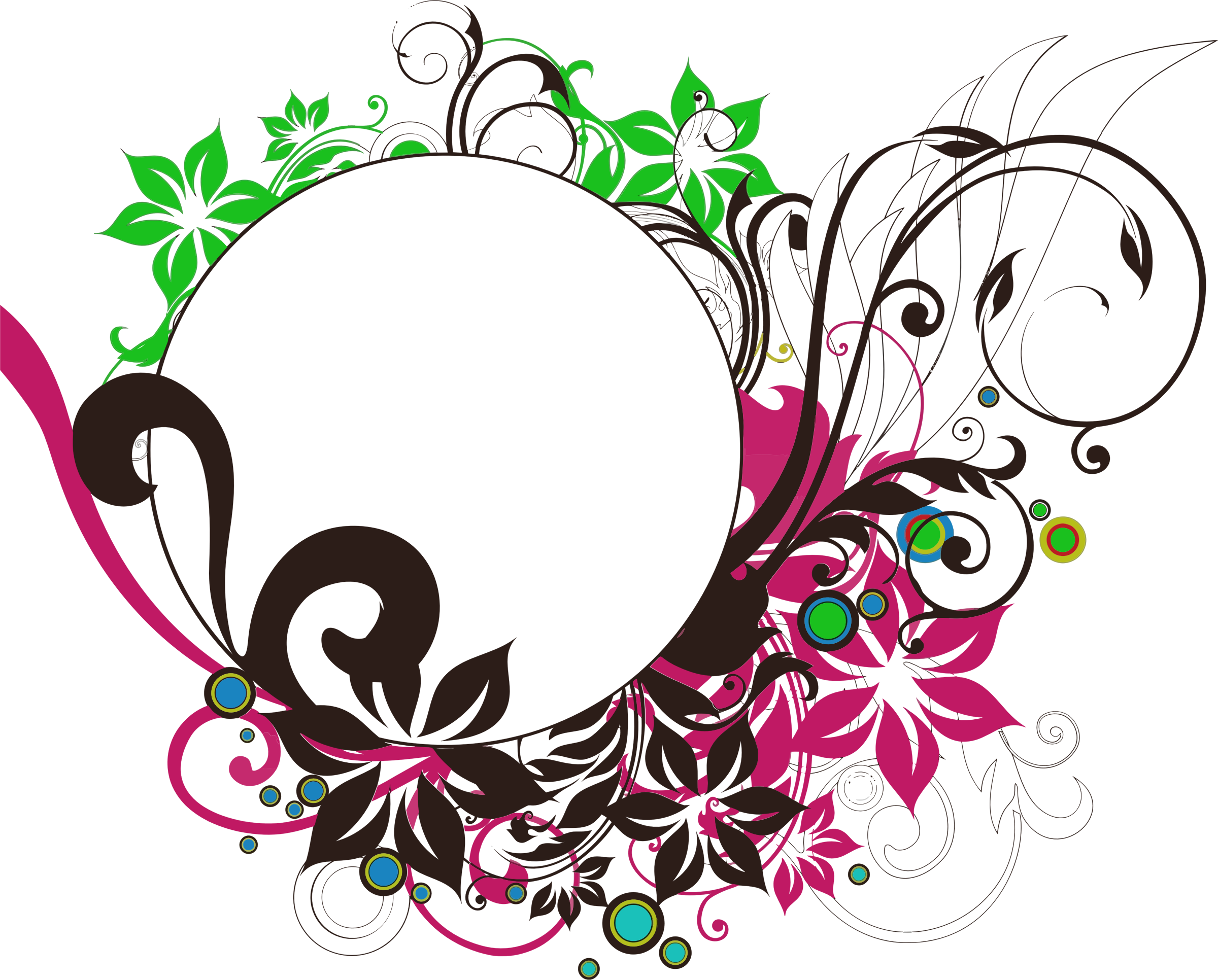 Download PNG image - Floral Round Frame PNG Photo 