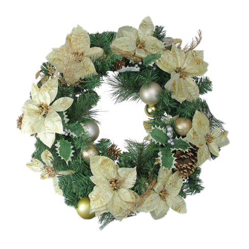 Download PNG image - Gold Christmas Wreath PNG Clipart 