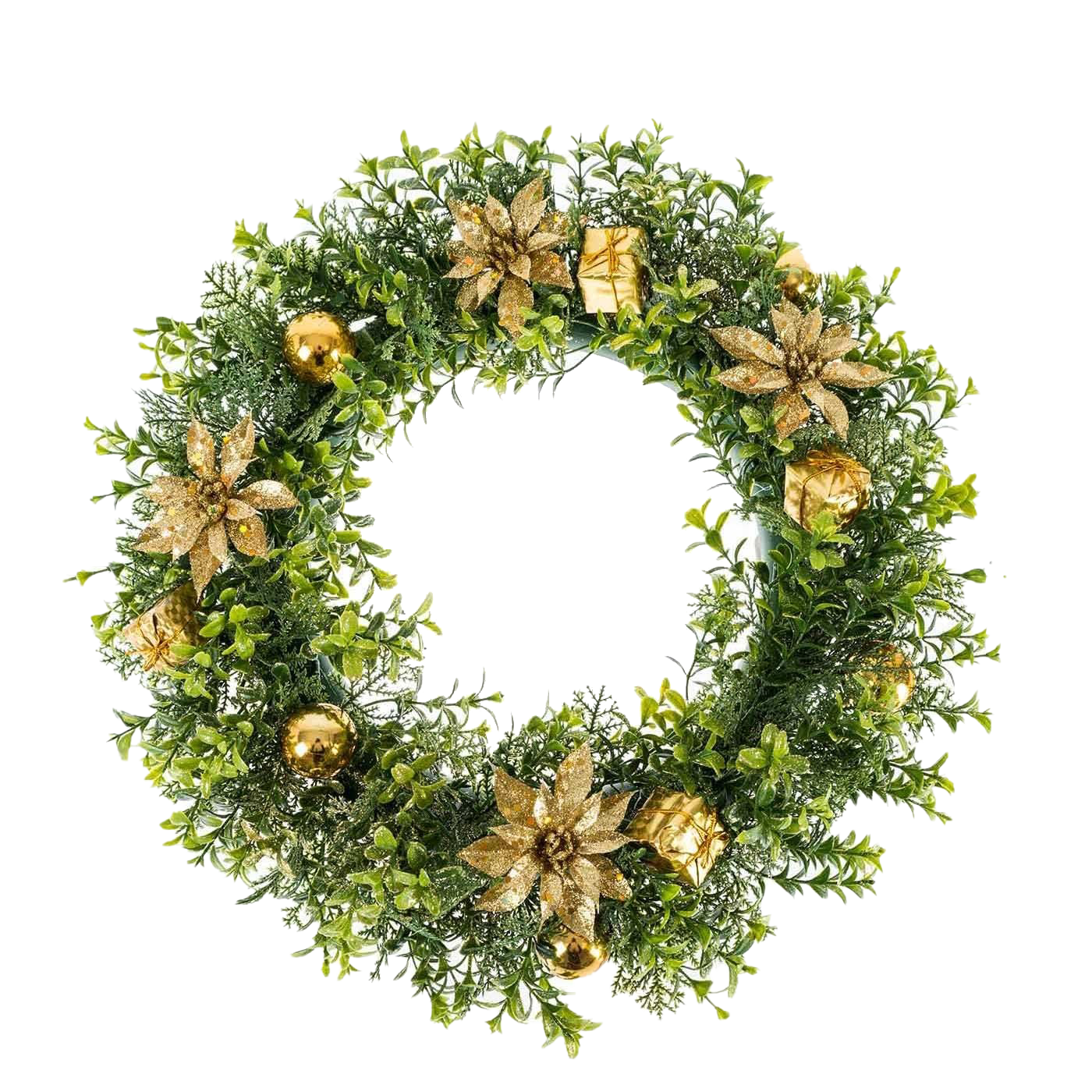 Download PNG image - Gold Christmas Wreath PNG Photos 