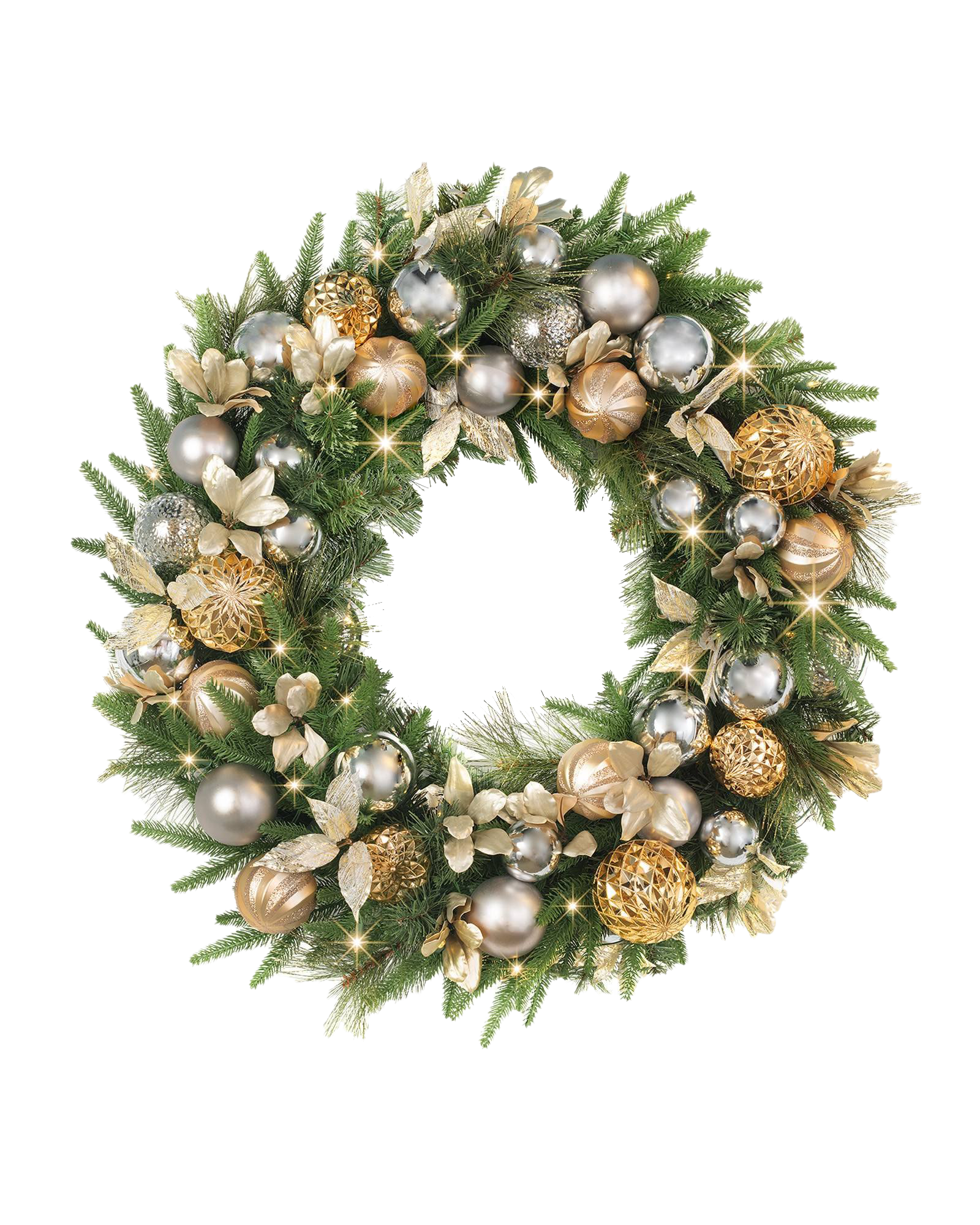 Download PNG image - Gold Christmas Wreath Transparent Background 