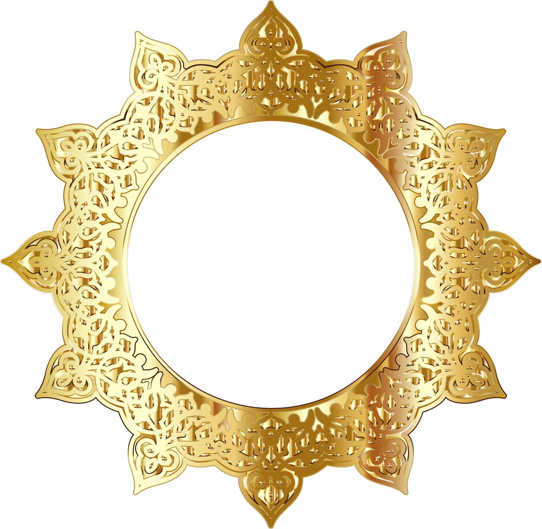 Download PNG image - Golden Round Frame PNG Picture 