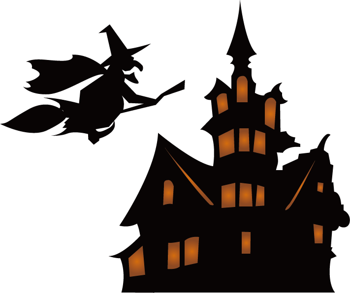 Download PNG image - Halloween Silhouette Haunted House PNG File 