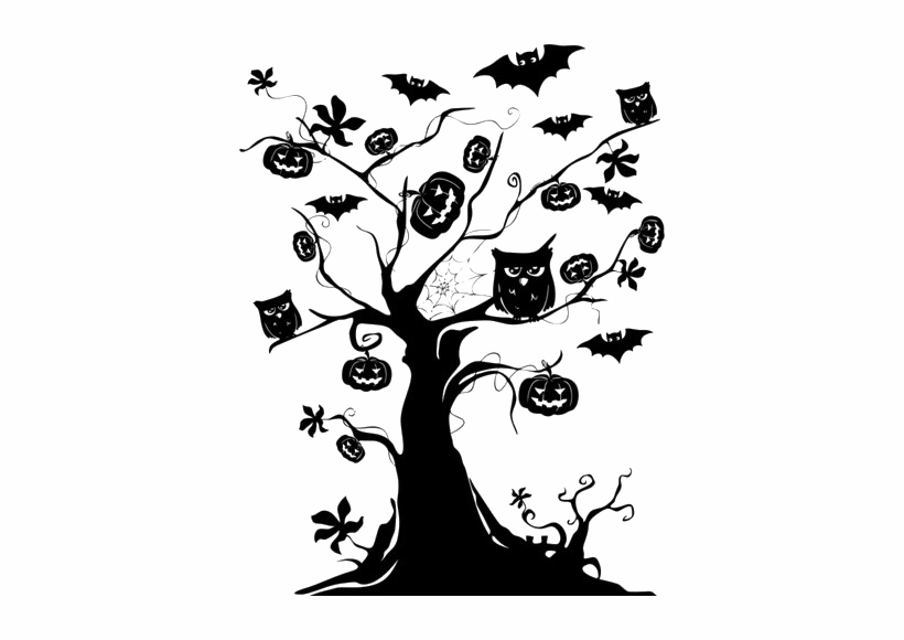 Download PNG image - Halloween Silhouette Tree PNG File 