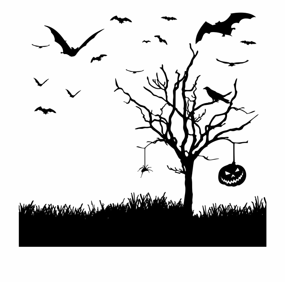 Download PNG image - Halloween Silhouette Tree PNG Image 