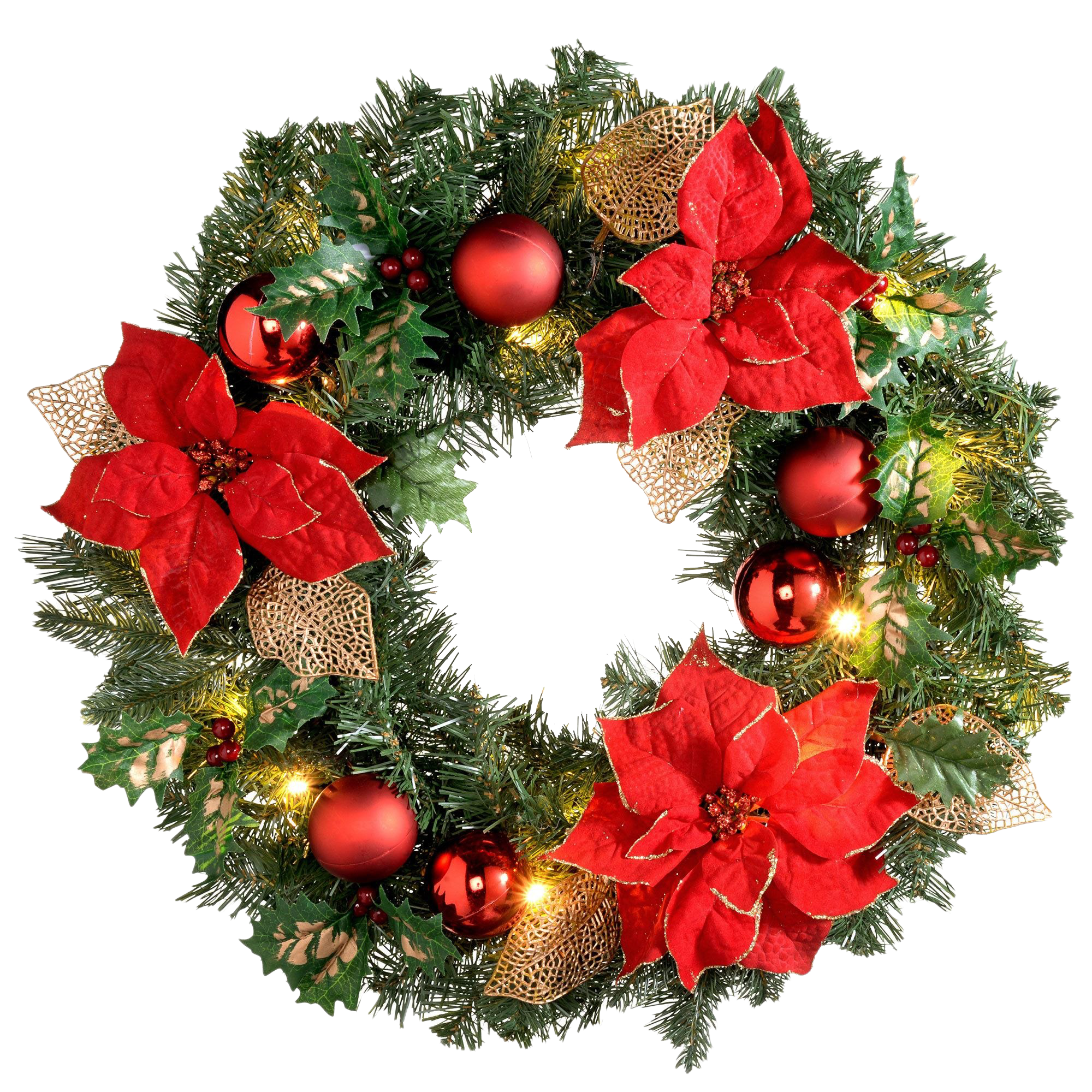 Download PNG image - Red Christmas Wreath PNG File 