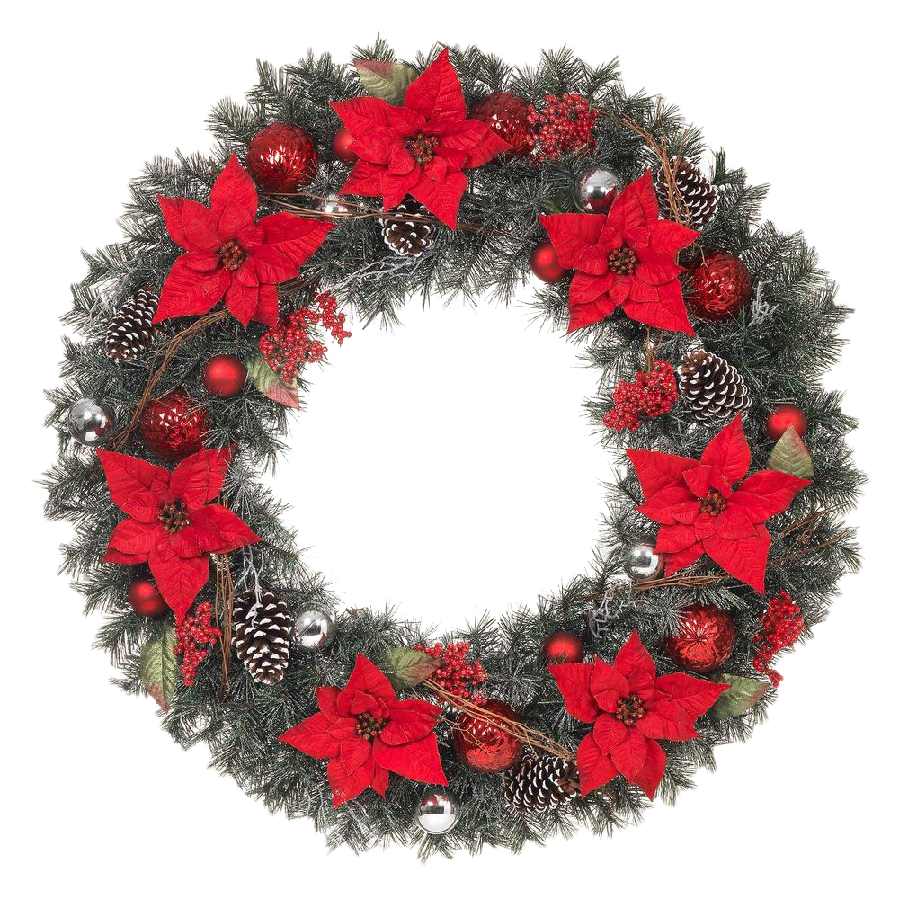 Download PNG image - Red Christmas Wreath PNG Pic 