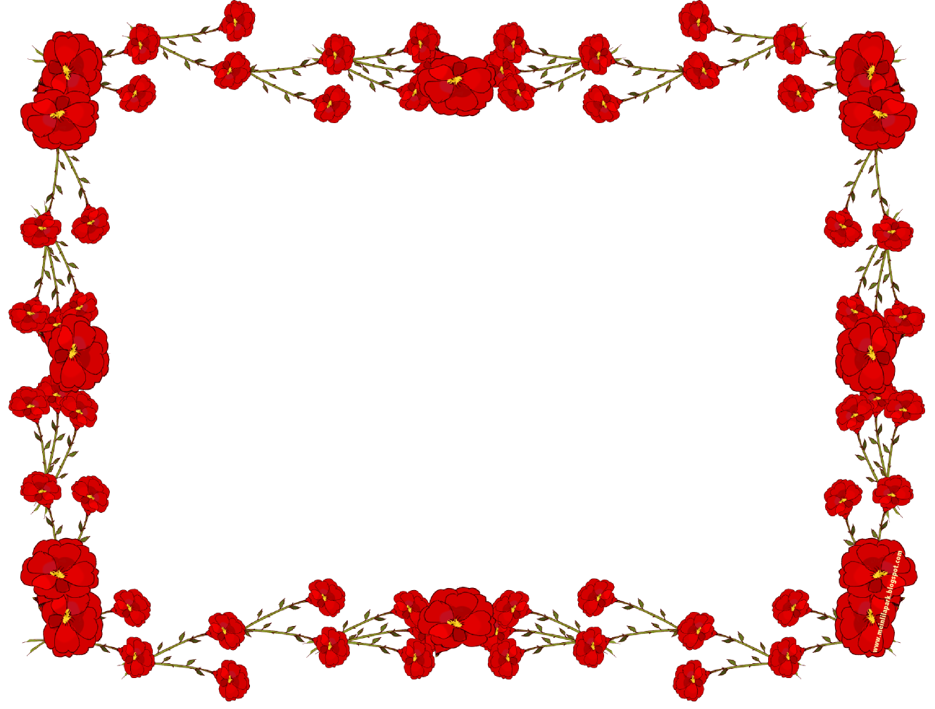 Download PNG image - Red Flower Frame PNG Transparent 