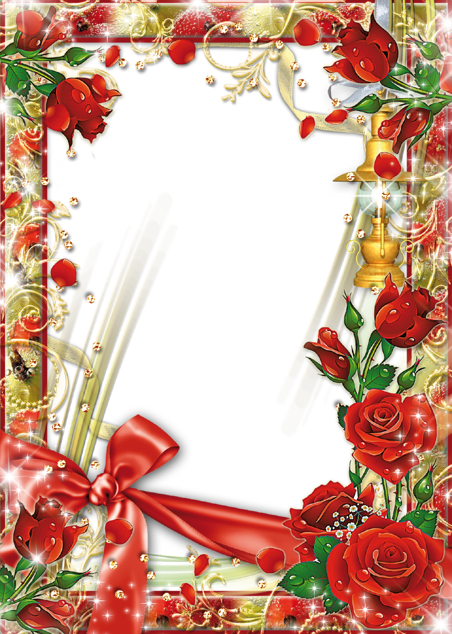 Download PNG image - Red Flower Frame Transparent Background 