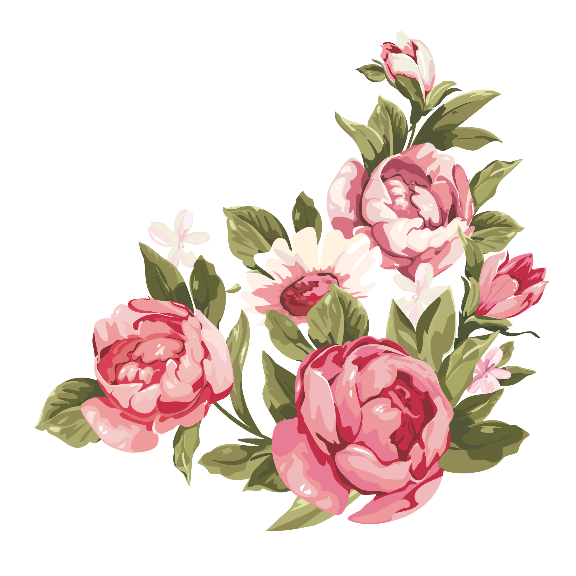 Download PNG image - Romantic Pink Flower Border PNG Clipart 