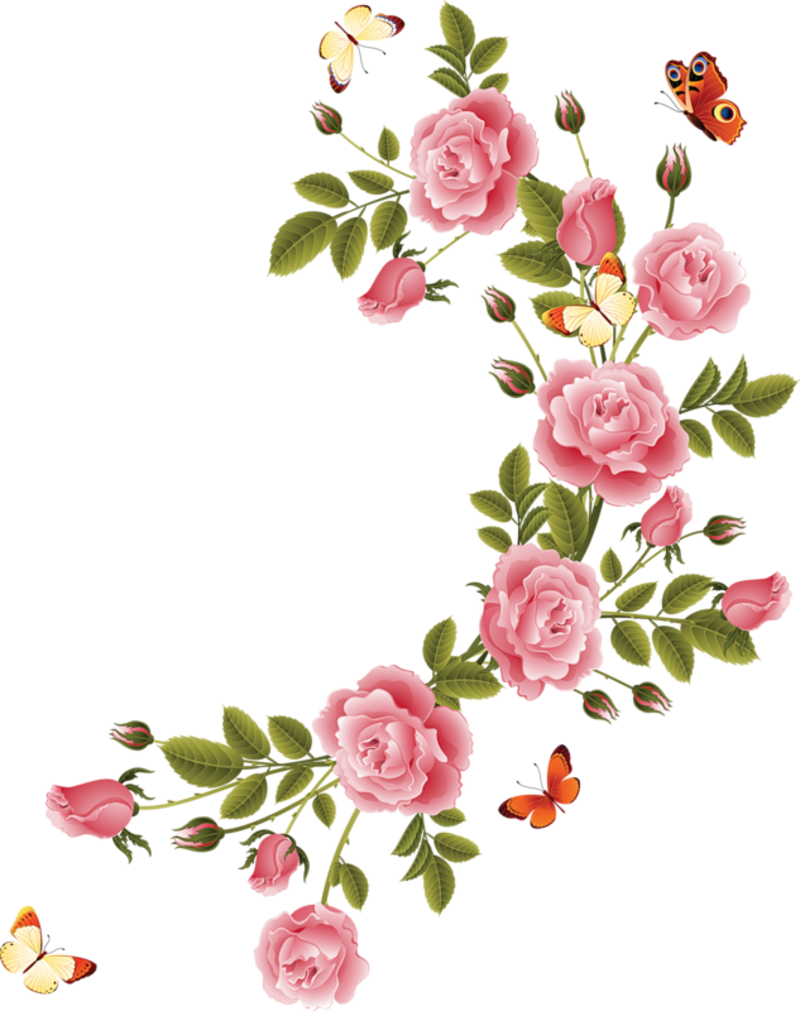 Download PNG image - Romantic Pink Flower Border PNG File 