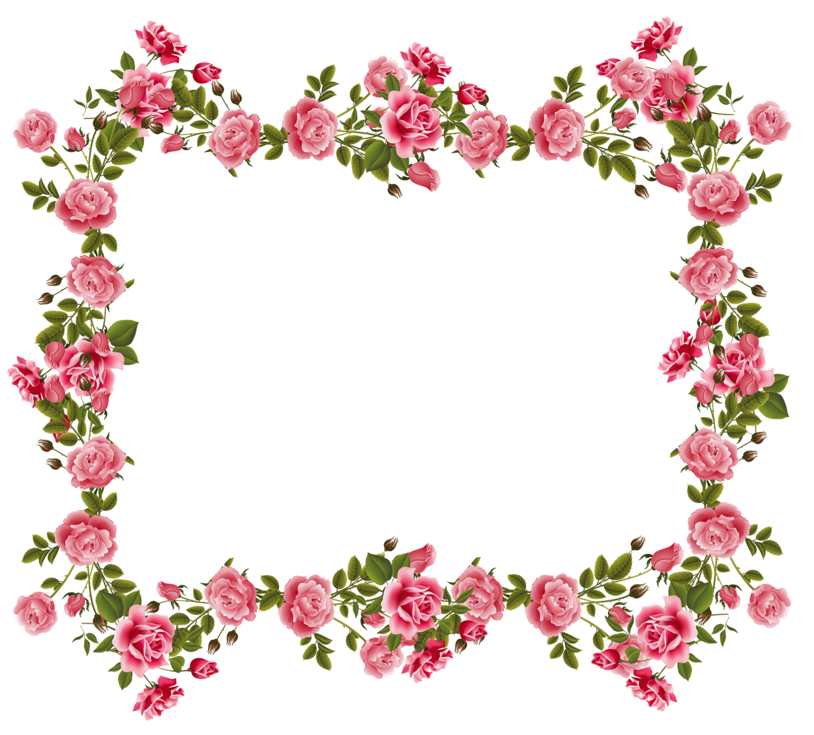 Download PNG image - Romantic Pink Flower Border PNG Image 