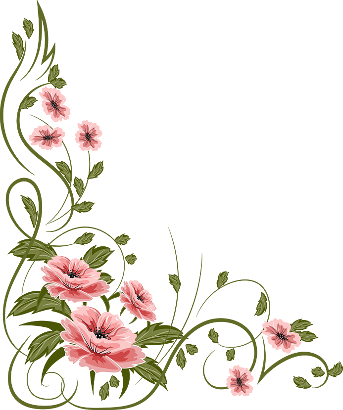 Download PNG image - Romantic Pink Flower Border Transparent Background 