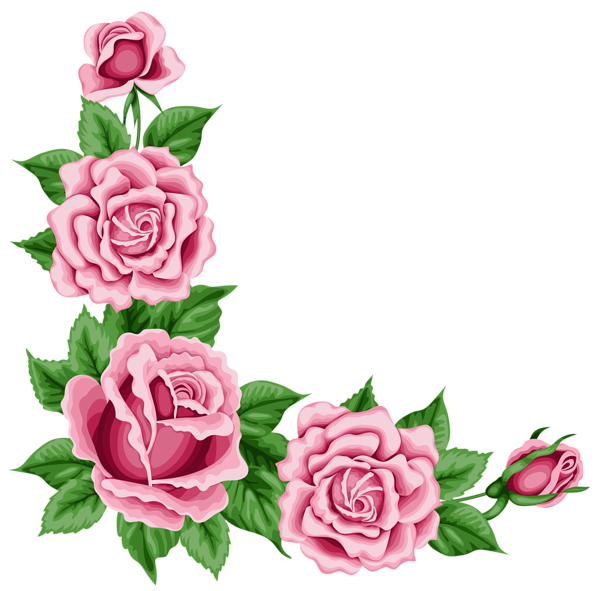Download PNG image - Romantic Pink Flower Border Transparent PNG 