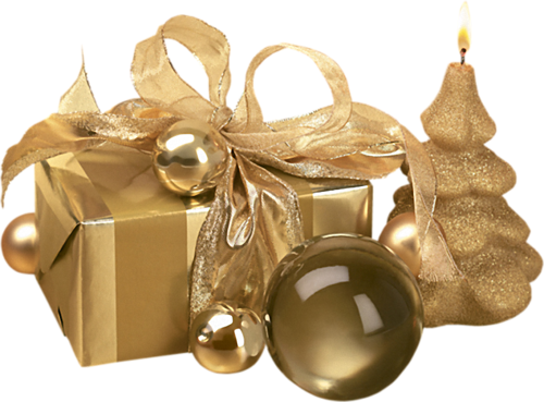 Download PNG image - Gold Christmas Gift PNG Transparent Image 