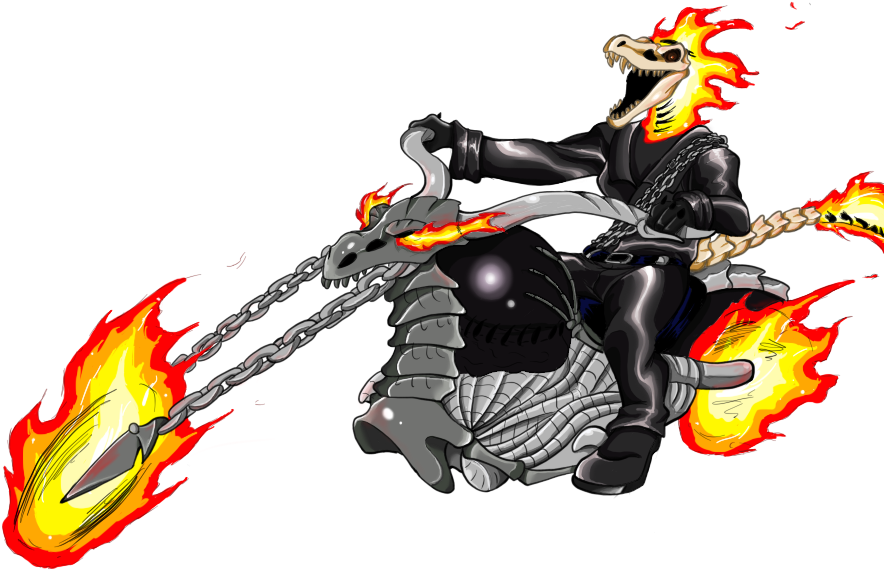 Download PNG image - Flame Ghost Rider Transparent Background 
