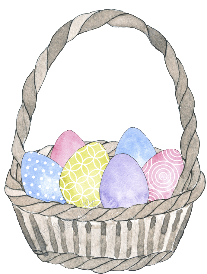Download PNG image - Vector Easter Egg Basket PNG Image 
