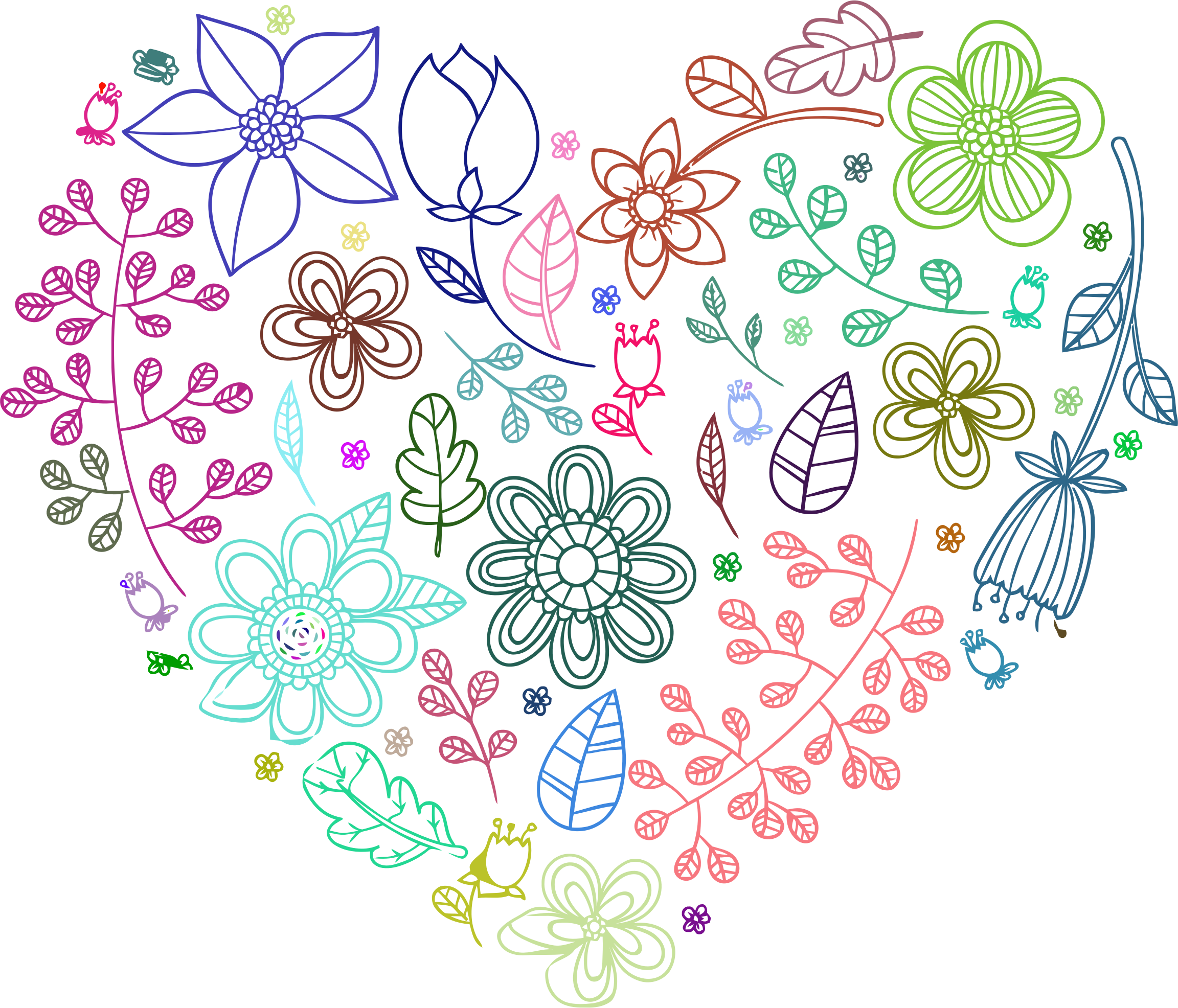Download PNG image - Romantic Vector Flower Heart PNG File 