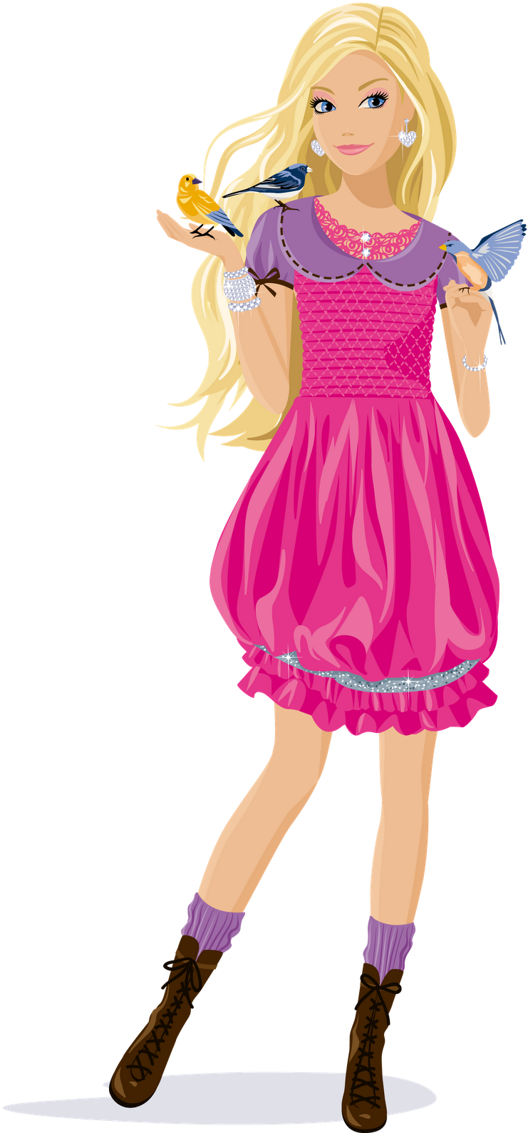 Download PNG image - Barbie Doll Vector Pink Dress PNG 