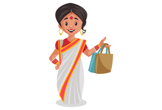 Download PNG image - Bengali Girl Holding Shopping Bag Transparent PNG 