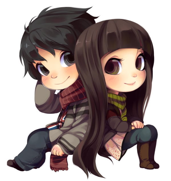 Download PNG image - Chibi Anime Couple Transparent Background 