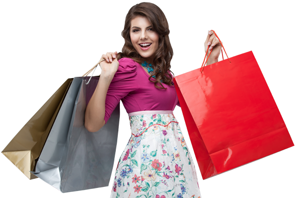 Download PNG image - Excited Girl Holding Shopping Bag Transparent PNG 