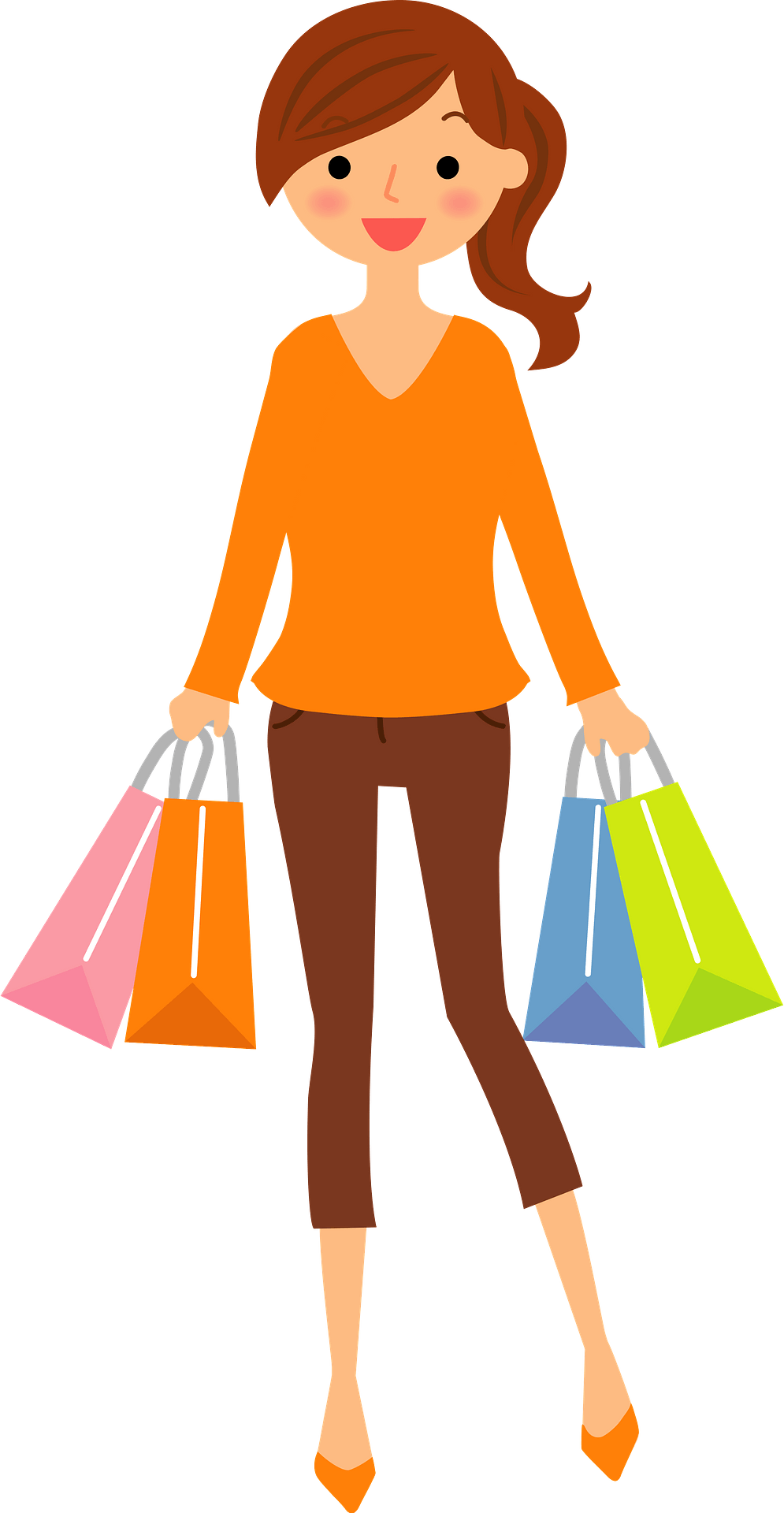 Download PNG image - Happy Girl Holding Shopping Bag PNG 