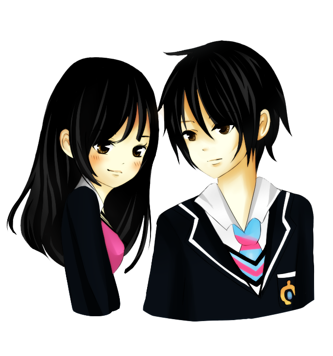 Download PNG image - Anime Love Couple PNG Pic 