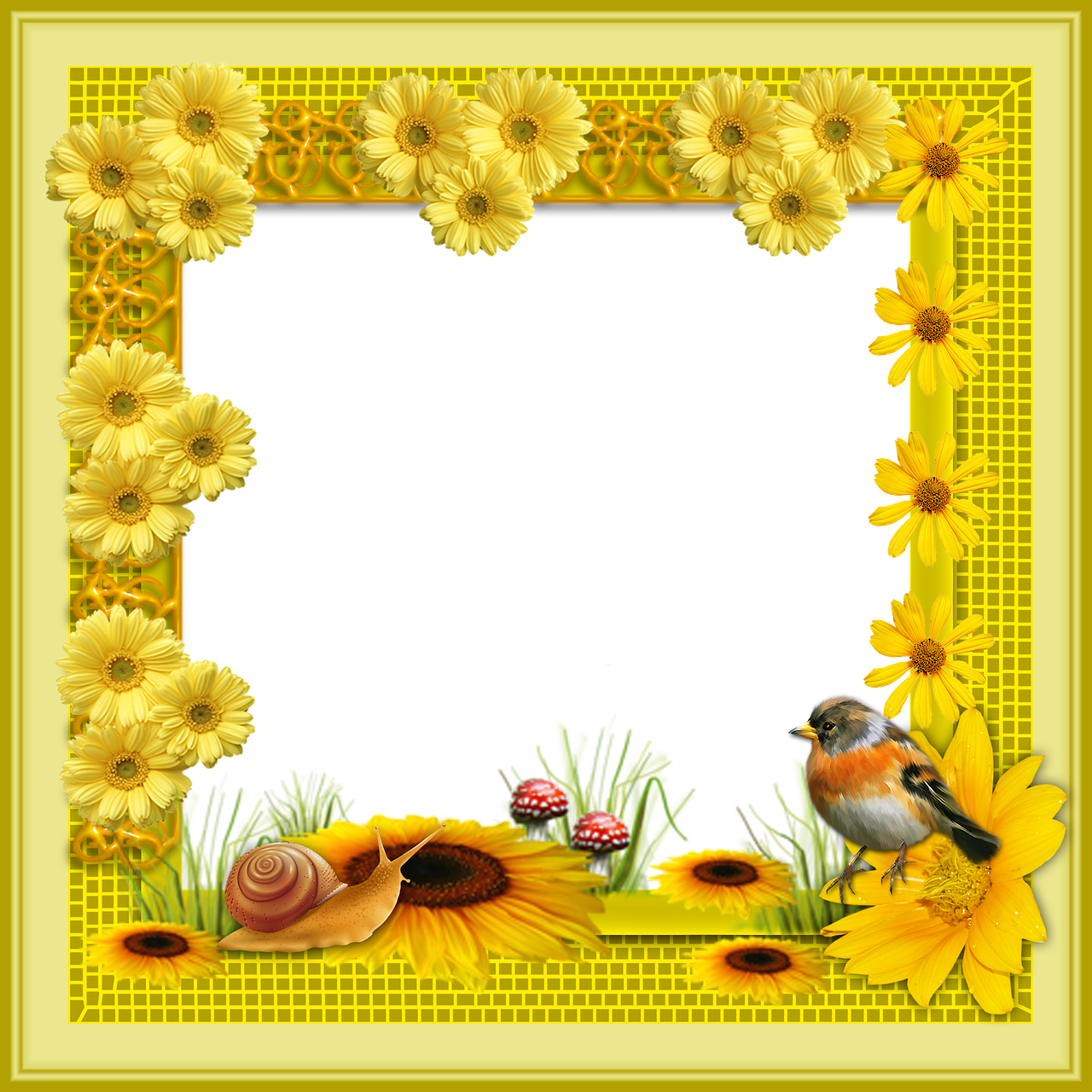 Download PNG image - Flowers Frame Sunflower PNG 