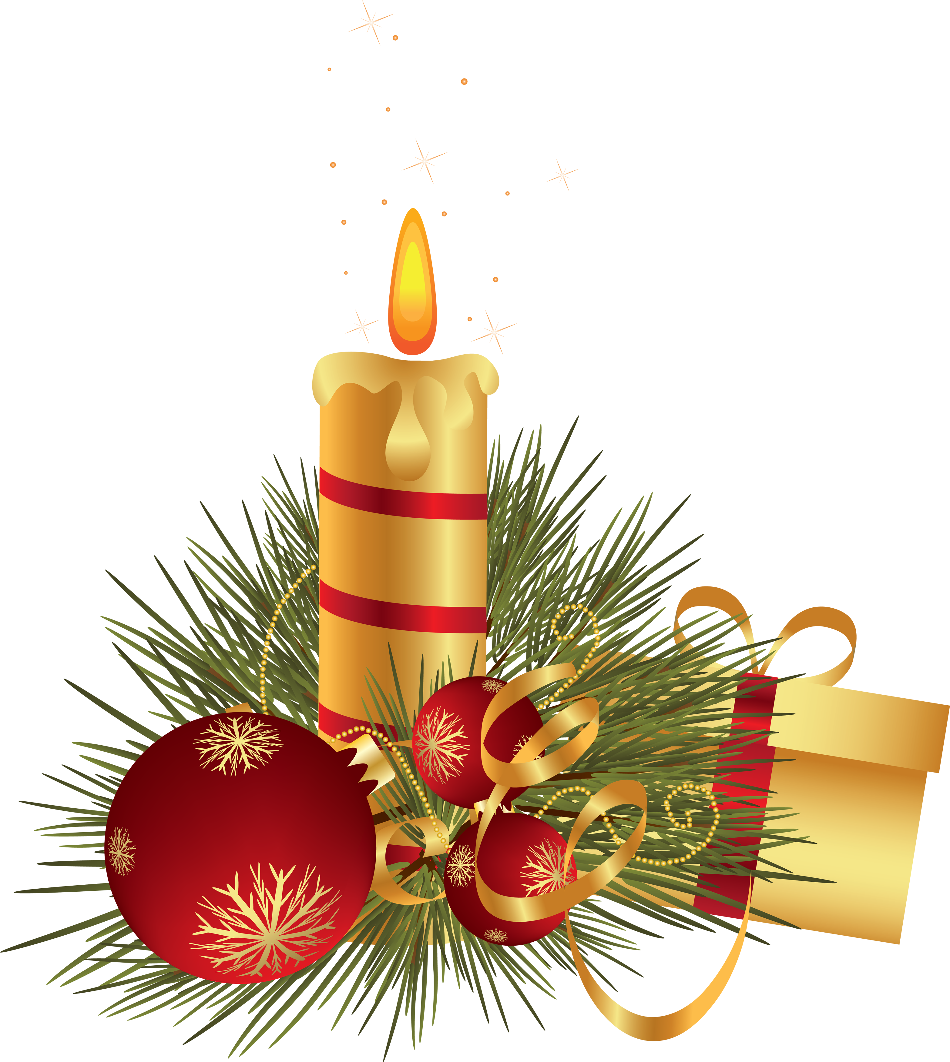 Download PNG image - Gold Christmas Candle Transparent PNG 
