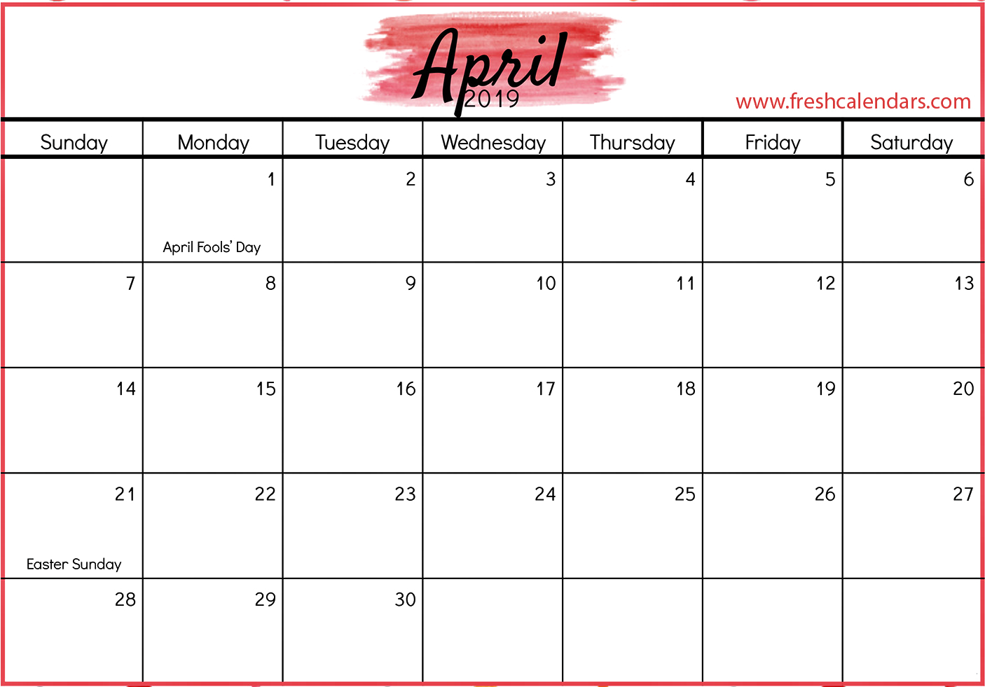 Download PNG image - April Calendar PNG Pic 
