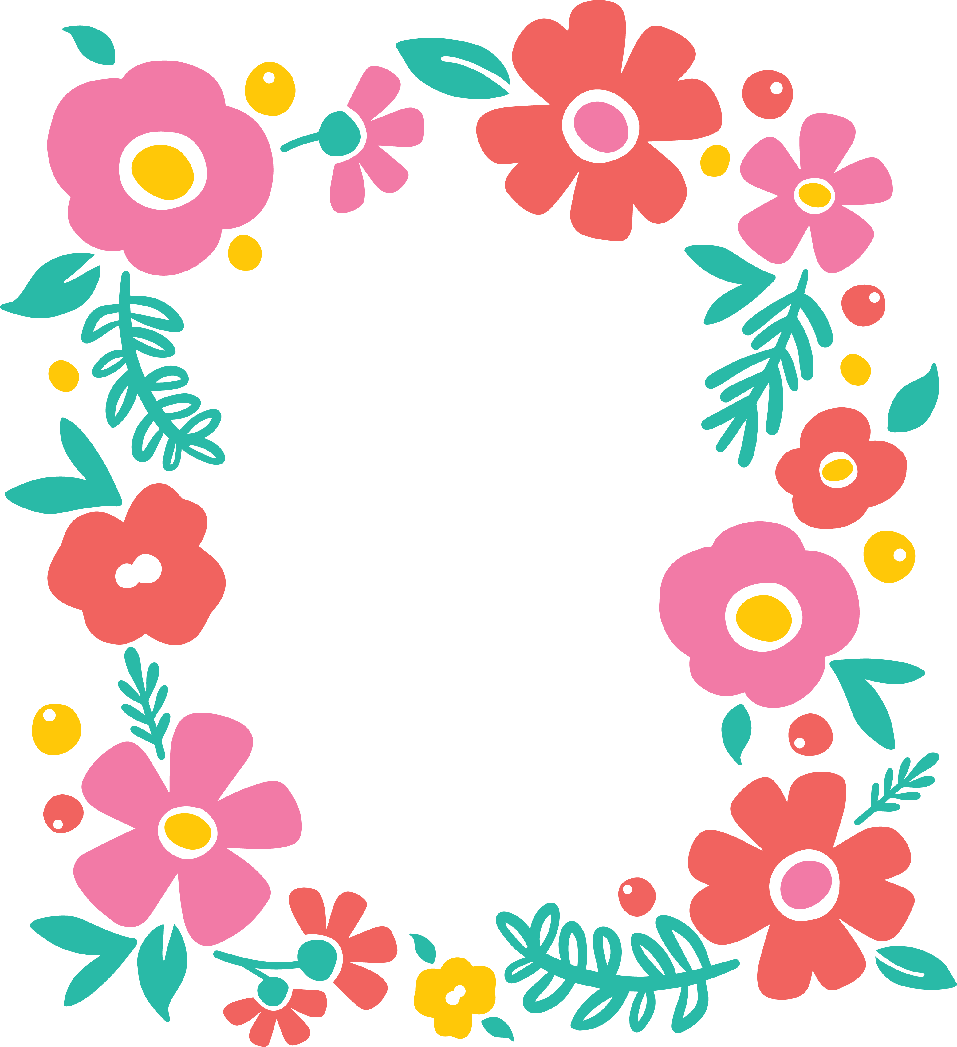 Download PNG image - Colorful Flower Border Frame Transparent PNG 