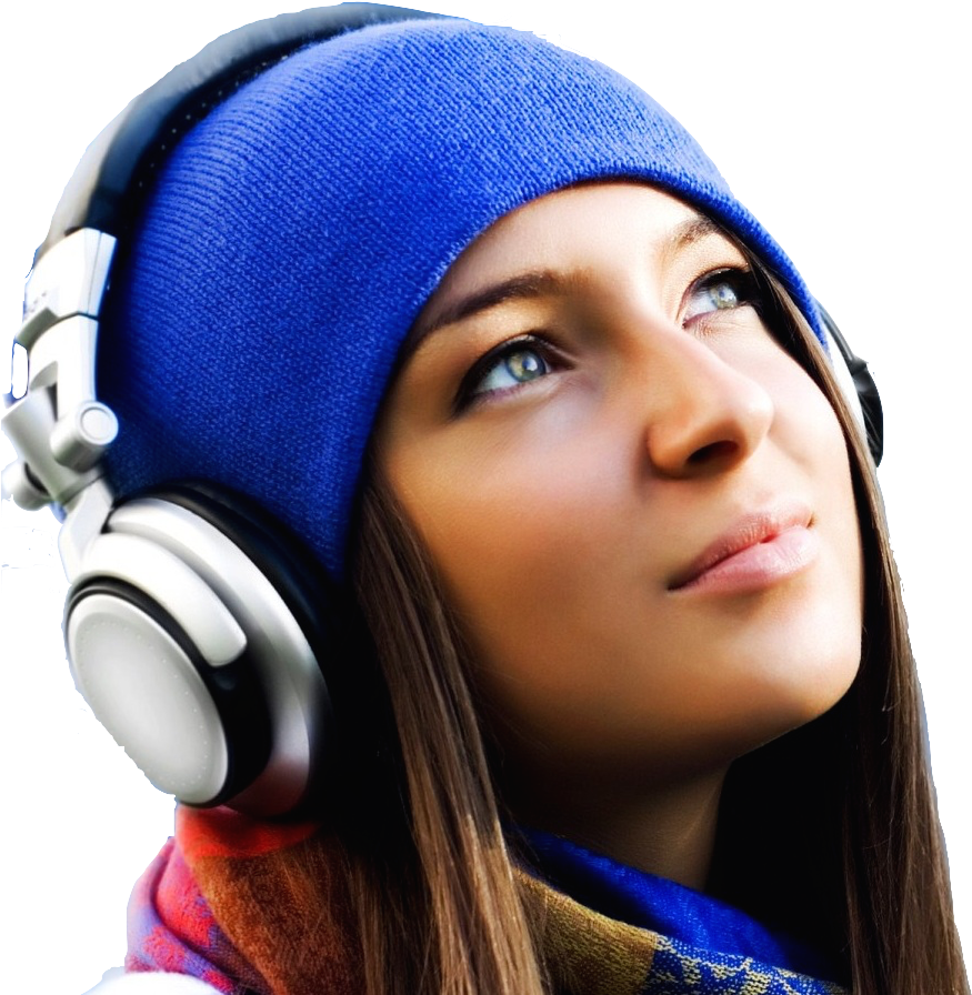 Download PNG image - Girl Listening Music PNG 