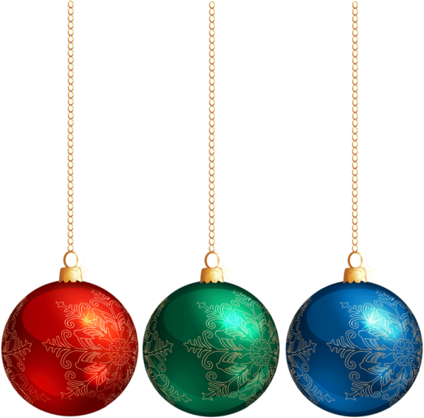 Download PNG image - Hanging Christmas Ornaments Download PNG Image 