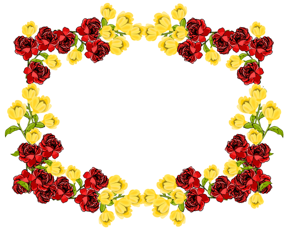 Download PNG image - Romantic Flower Frame PNG Image 