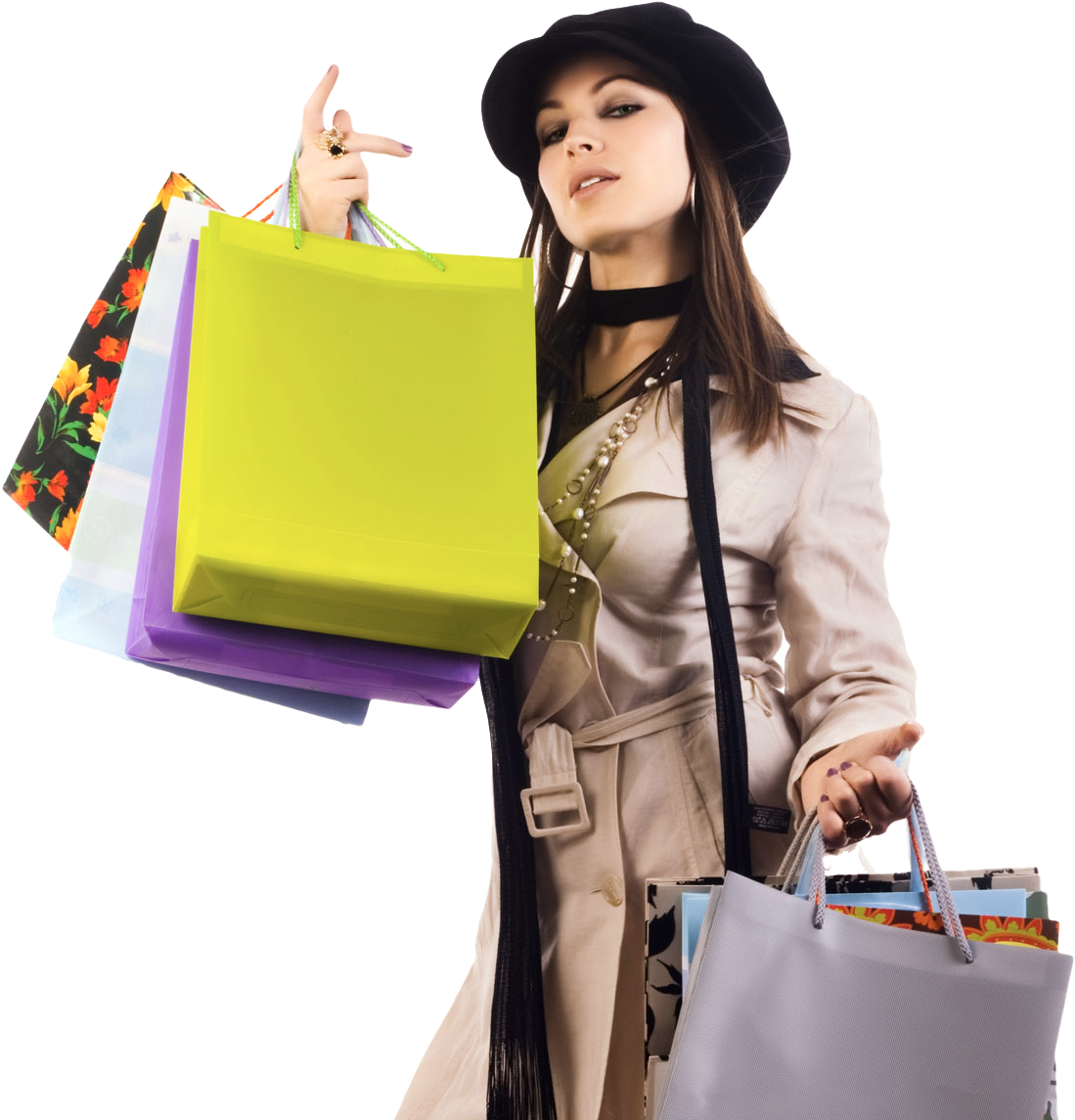 Download PNG image - Young Fashion Girl Holding Shopping Bag PNG 