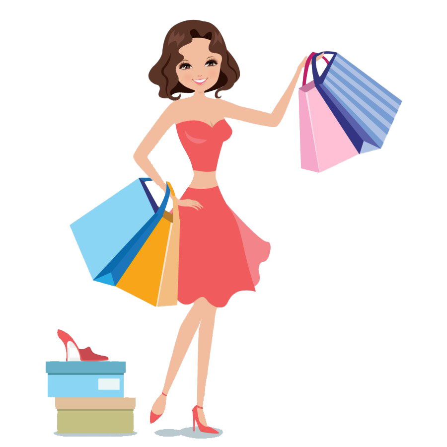 Download PNG image - Fashion Girl Holding Shopping Bag Transparent PNG 