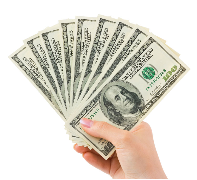 Download PNG image - Female Hand Holding Dollars PNG File 