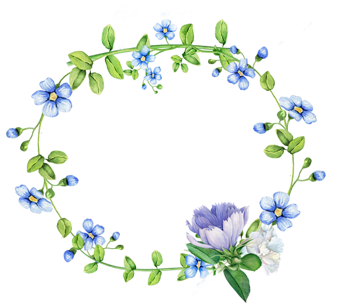 Download PNG image - Round Blue Floral PNG Transparent Image 
