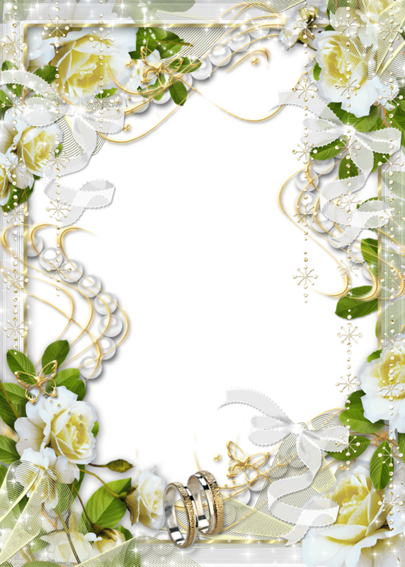 Download PNG image - White Flowers Frame PNG 