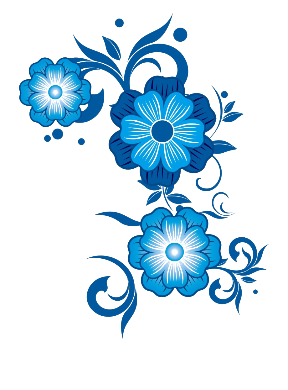 Download PNG image - Blue Floral PNG File 