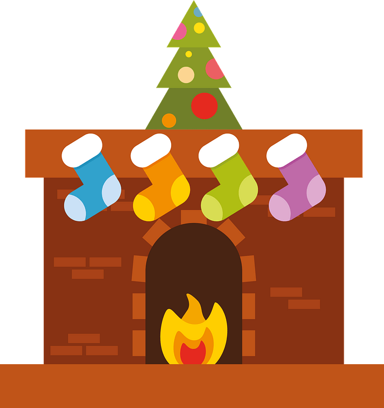 Download PNG image - Christmas Fireplace PNG Pic 