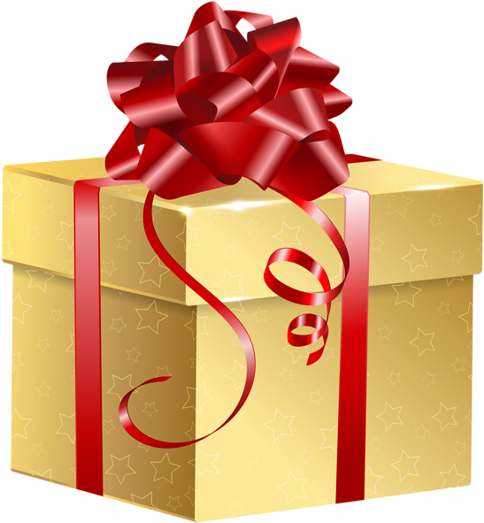 Download PNG image - Gold Christmas Gift PNG File 