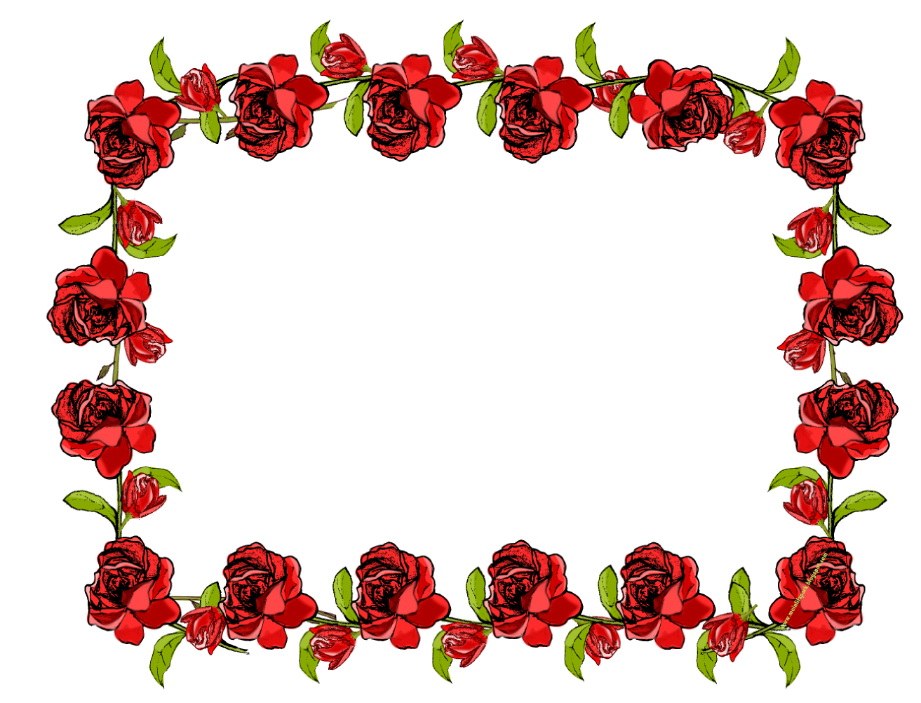 Download PNG image - Red Flower Frame PNG Transparent Picture 