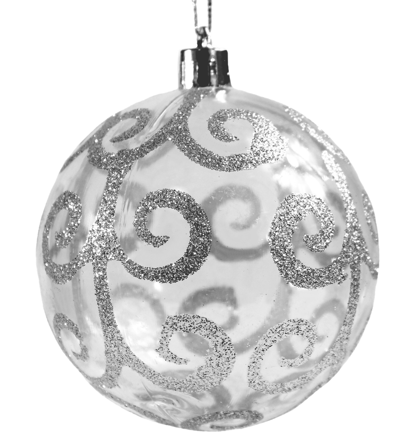Download PNG image - Silver Christmas Ornaments Transparent Background 
