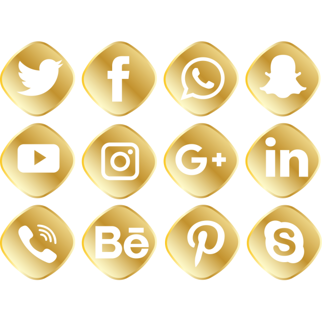 Download PNG image - Gold Social Media Icons PNG File 