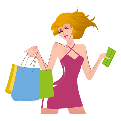 Download PNG image - Vector Girl Holding Shopping Bag PNG 