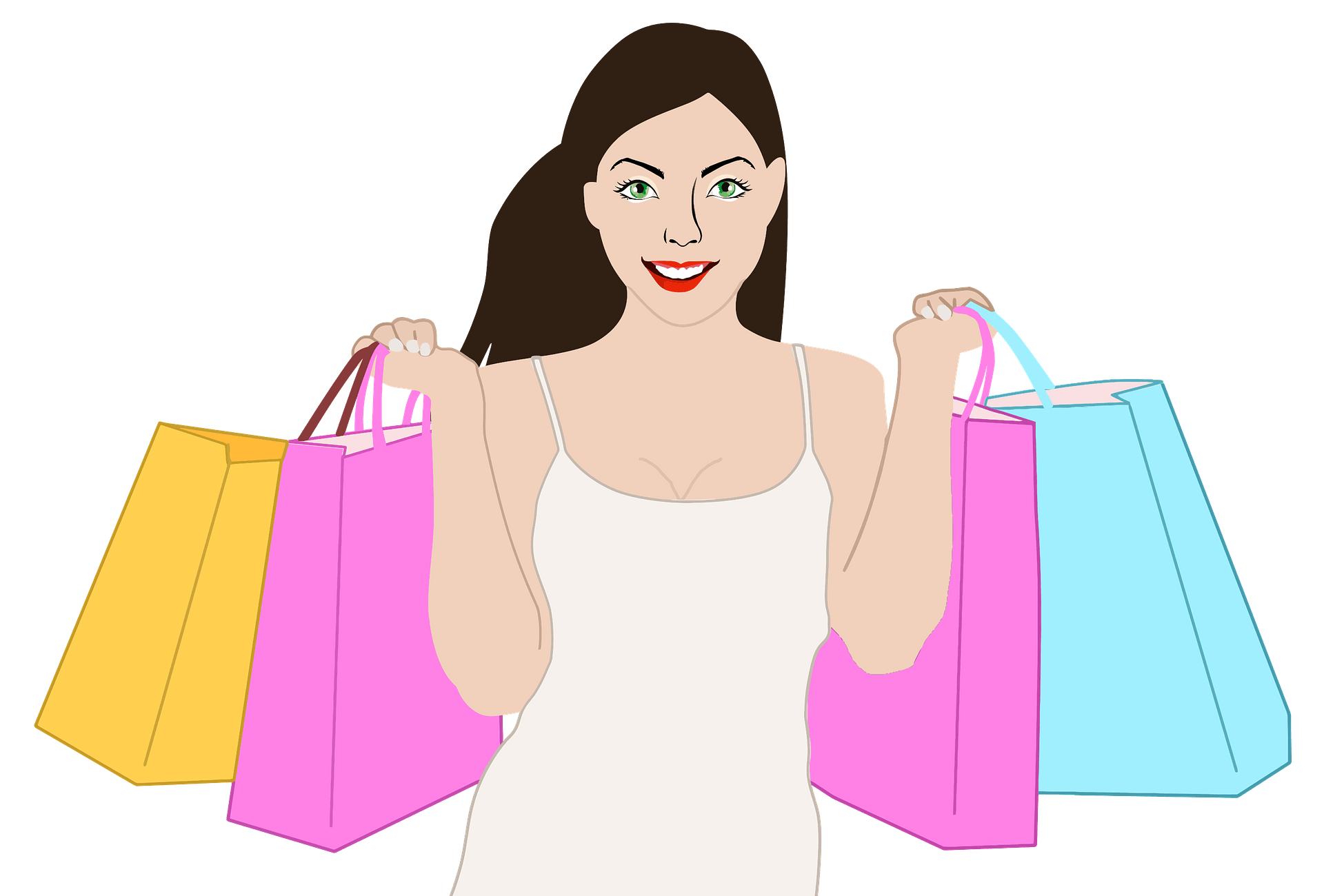 Download PNG image - Girl Holding Shopping Bag Vector PNG 
