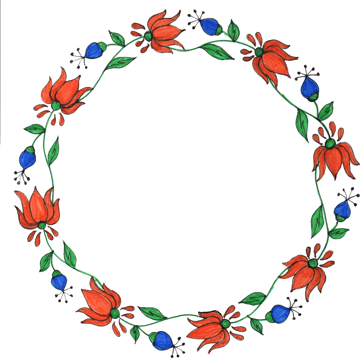 Download PNG image - Drawing Floral Circle Border Frame PNG Image 
