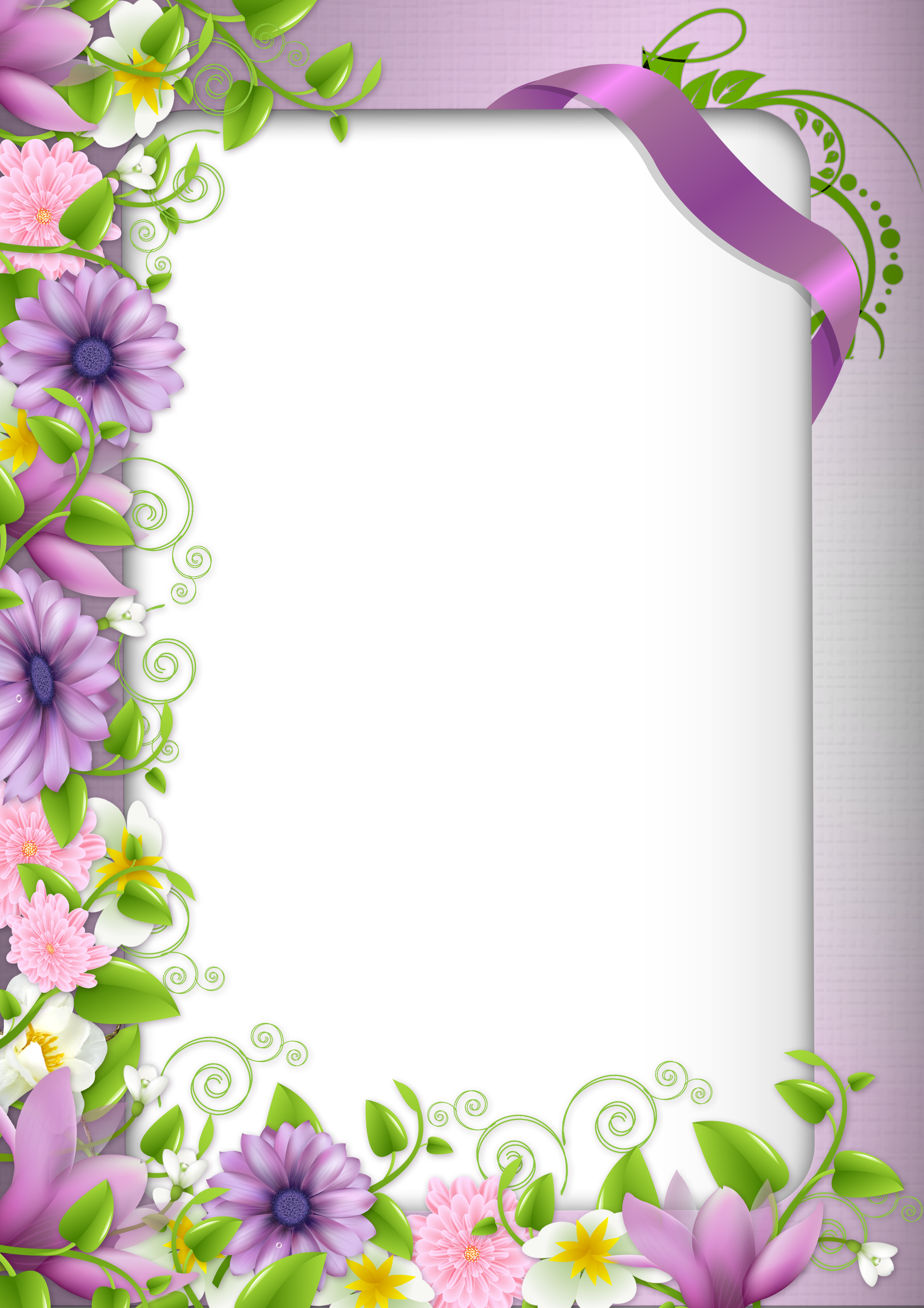 Download PNG image - Flower Border Frame Clipart Transparent PNG 